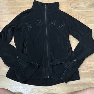 BCBG Maxazria black velour zip up size large